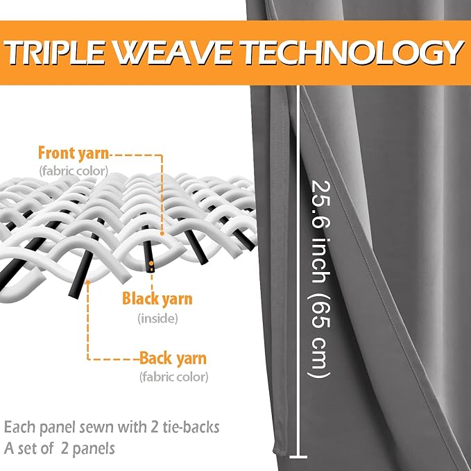 RV Blackout Curtains for Bedroom, 52 x 30 Inches Long, Light Grey | Thermal - Image 3