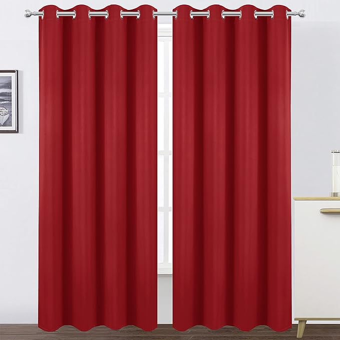 LEMOMO Blackout Curtains 52 x 95 inch/Bright Red Curtains Set of 2 by Lemomo