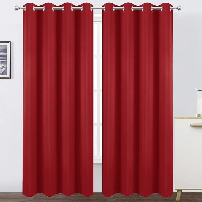 LEMOMO Blackout Curtains 52 x 84 inch/Bright Red Curtains Set of 2 by Lemomo
