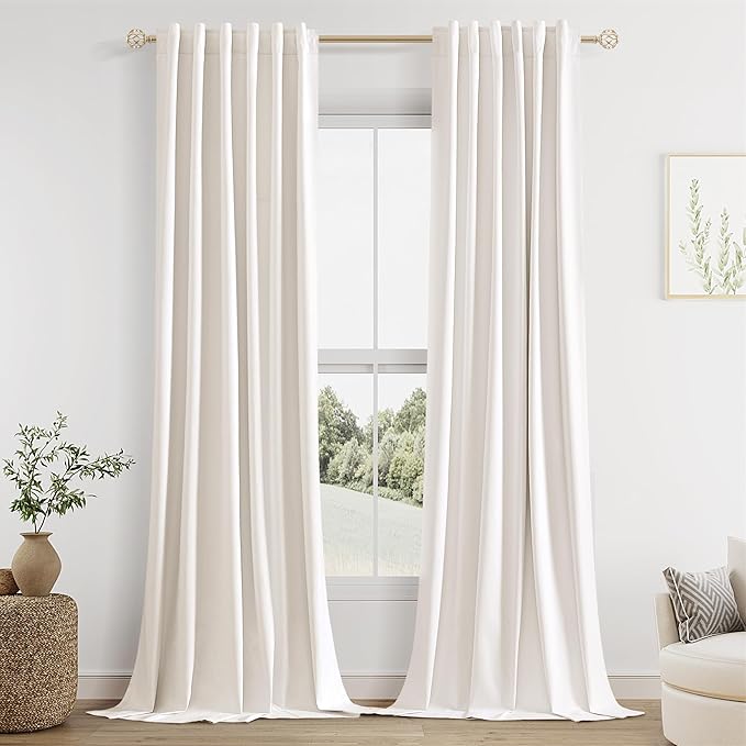 Guken 100% Blackout Linen Curtains 42 Inch Wide by 96 Inch 2 Panels Set by Guken