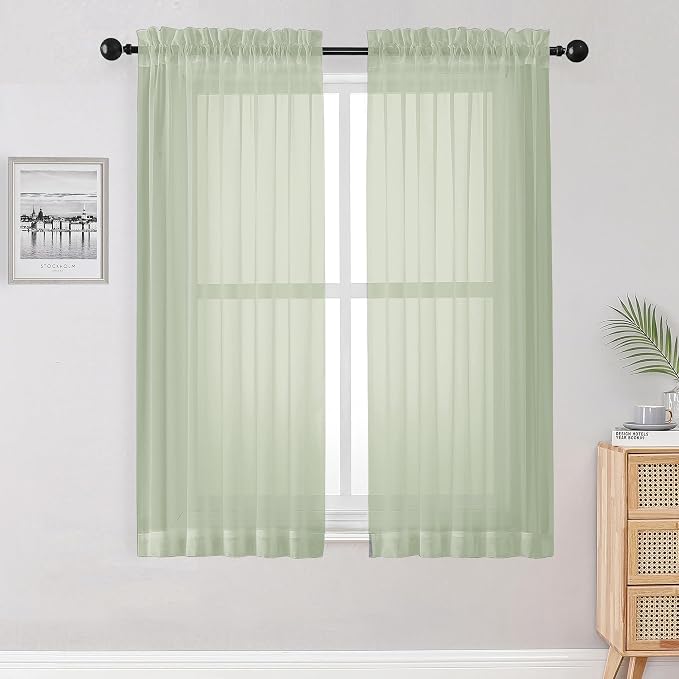 OWENIE Sheer Curtains 54 inches Long 2 Panles by OWENIE