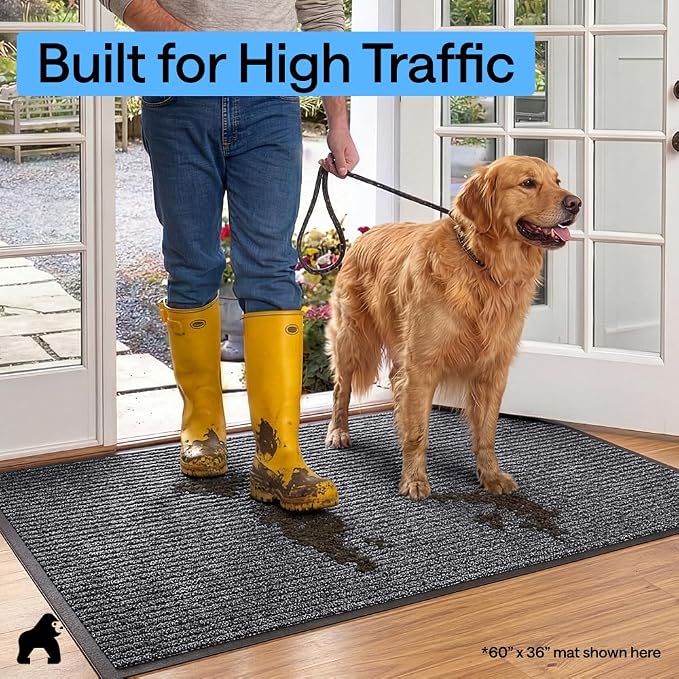 GORILLA GRIP Waterproof Traffic Guard Door Mat, 35x23 Indoor Outdoor Durable - Image 7