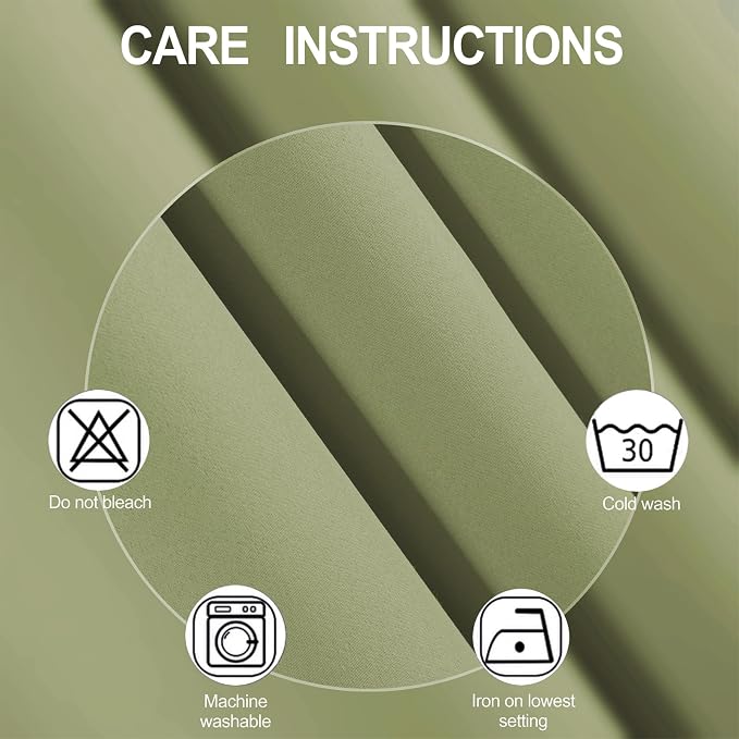 LEMOMO Blackout Curtains 66 x 95 inch/Sage Green Curtains Set of 2 - Image 4