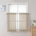 Chyhomenyc Taupe Sheer Curtains 30 inch Length 2 Panels, Light Filtering Voile by Chyhomenyc
