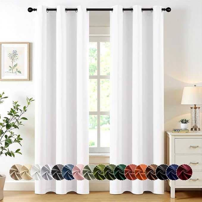 MIULEE Pure White Curtains for Bedroom Living Room 72 Inches Long 2 Panels by MIULEE