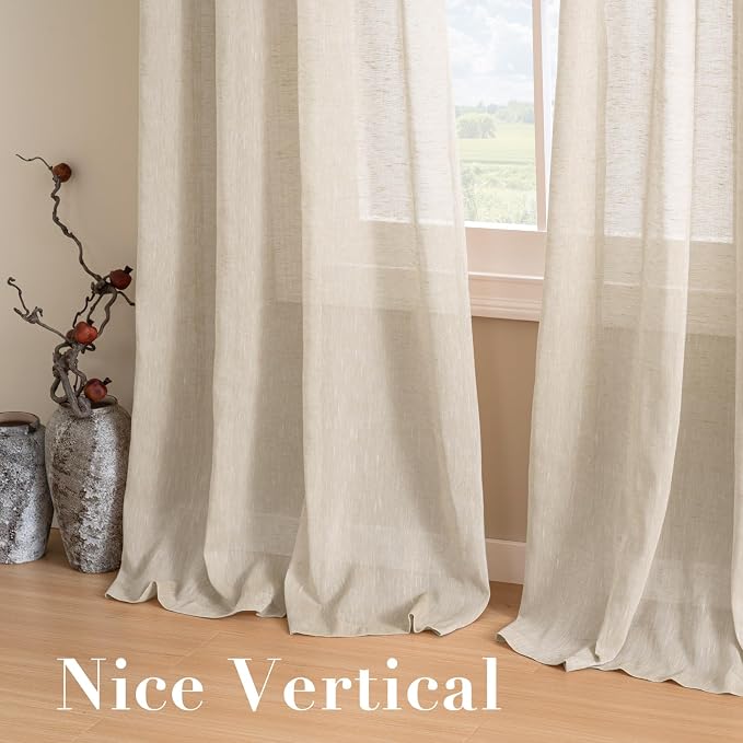 H.VERSAILTEX Linen Curtains Nickel Grommet Natural Linen Semi-Sheer Curtains 2 - Image 7