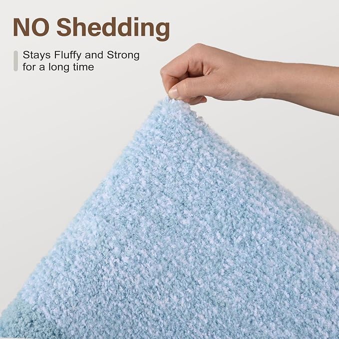 Bathroom Rugs 30x20 Non Slip Washable, Light Blue Bath Mat - Image 8