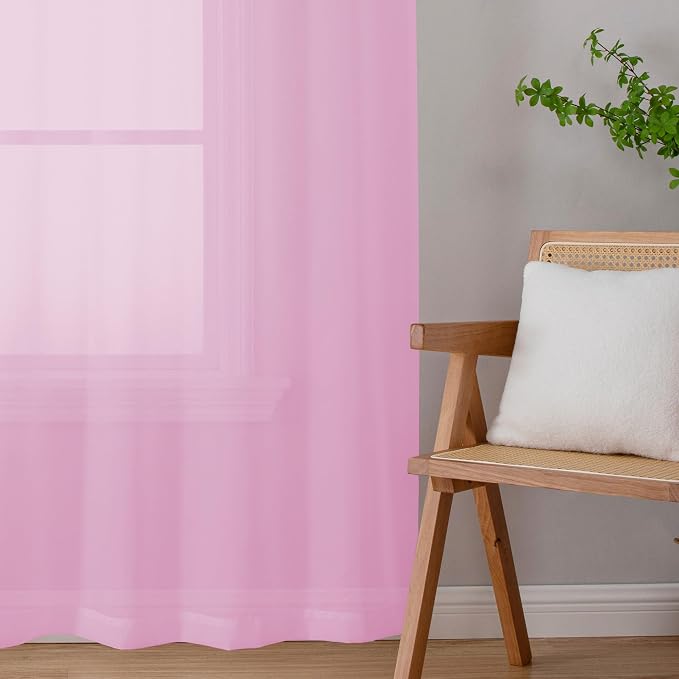 Chyhomenyc Pink Sheer Curtains 72 Inch Length 2 Panels, Light Filtering Soft - Image 7