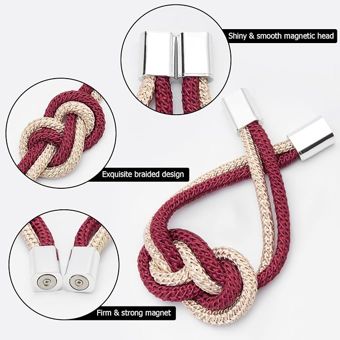 NICEEC 2 Pack Mini Magnetic Curtain Tiebacks Nordic Simple Style Drape Tie - Image 4