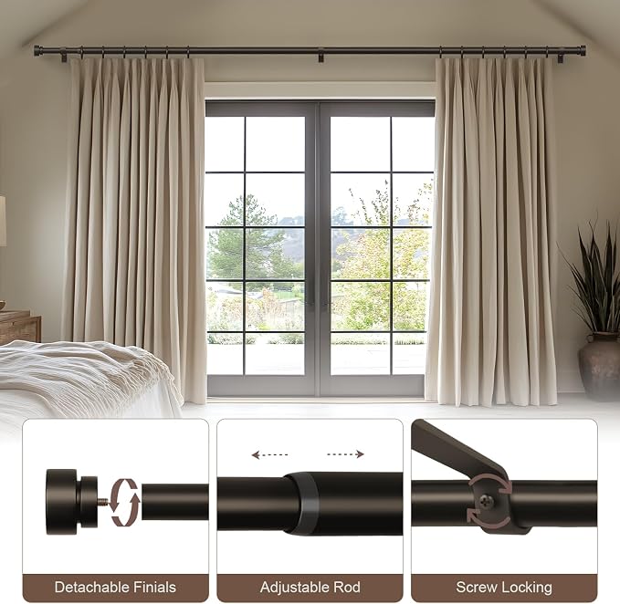 Lootkell 2 Pack Modern Brown Curtain Rods Set - Image 4