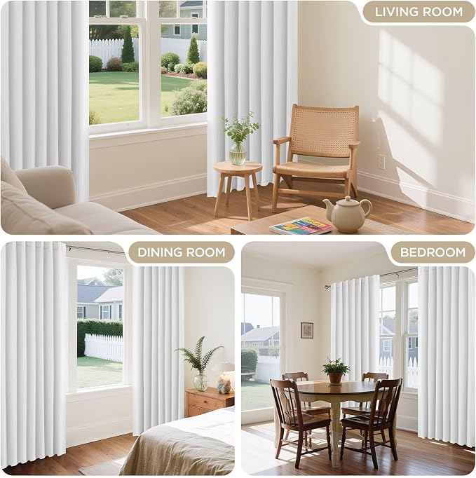 Joydeco 96 Inch 60% Blackout Curtains 2 Panels, Semi Sheer Blackout Curtains - Image 4