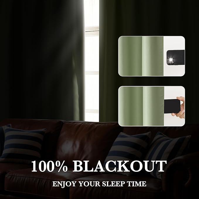 RYB HOME Bedroom Blackout Curtains 80 inches Long, 100% Blackout Thermal - Image 4
