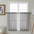 Gwine Charcoal Grey Sheer Kitchen Curtains 36 Inch Length, Light Filtering by Gwine