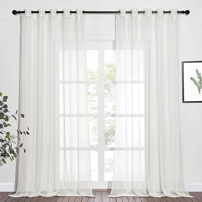 NICETOWN Beige Sheer Window Curtains Extra Long, W70 x L108 by NICETOWN