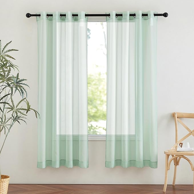 NICETOWN Sage Green Sheer Curtains 72 inches Long, Grommet Light Filtering by NICETOWN