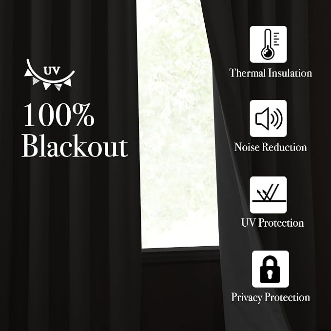 NICETOWN Faux Linen 100% Blackout Living Room Curtains 96 inches Long, W52 x L96 - Image 3
