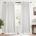Topfinel Snow White Blackout Linen Curtains 102 Inches Long by Topfinel