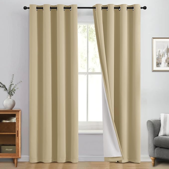 Yakamok 100% Blackout Curtain Panels 96 inches Cold and Light Blocking Drapes by Yakamok