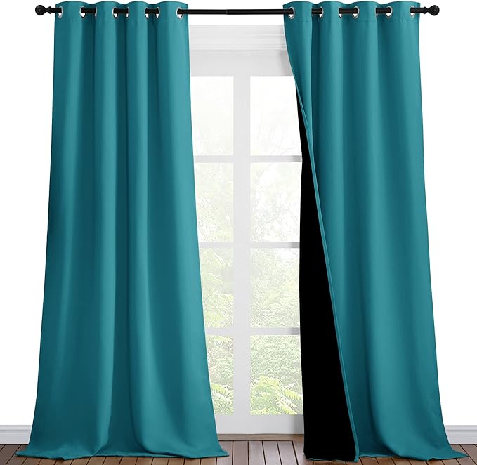 NICETOWN Peacock Teal Blackout Curtains 90 inches Long, Full Light Blocking by NICETOWN