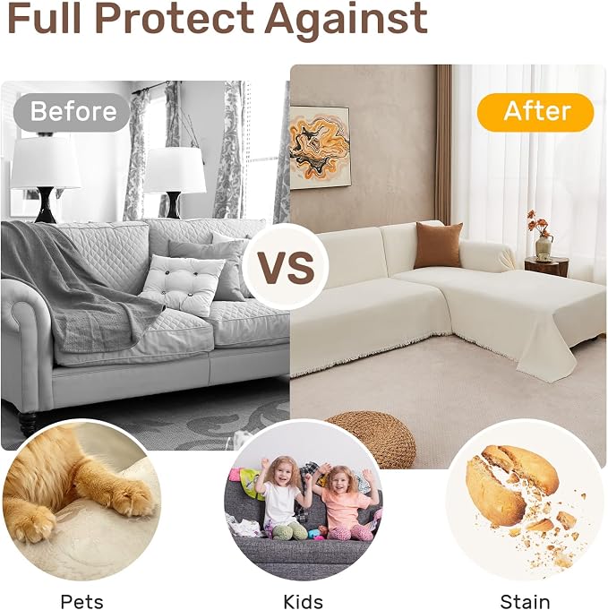 Sectional Couch Covers, 2 Pieces Washable L Shaped Couch Covers Sofa Blanket - Image 4