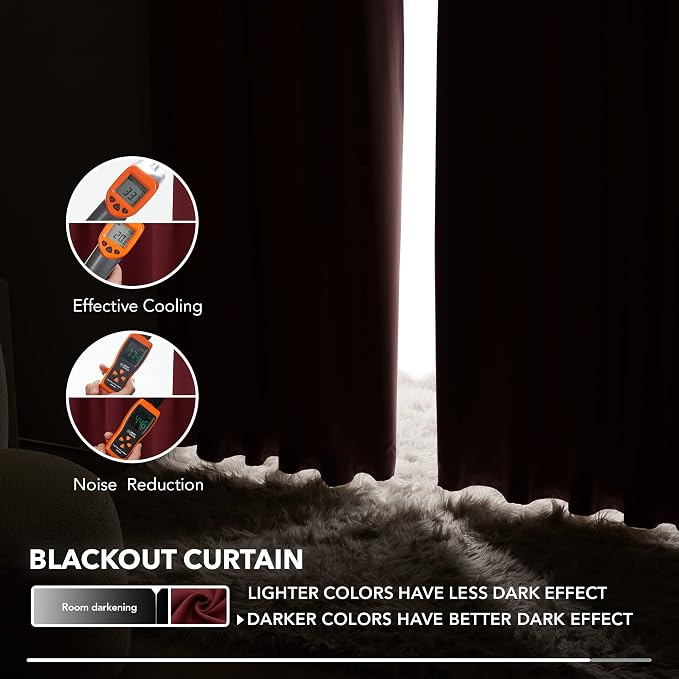 Deconovo Rod Pocket and Back Tab Curtains Solid Thermal Insulated Blackout - Image 5