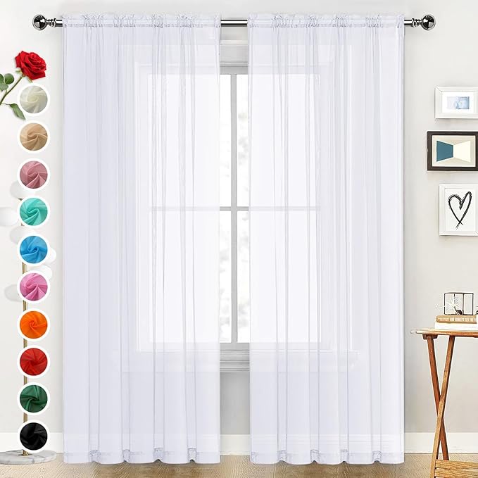 SpaceDresser Sheer Voile Window Treatment Rod Pocket Curtain Panels by SpaceDresser