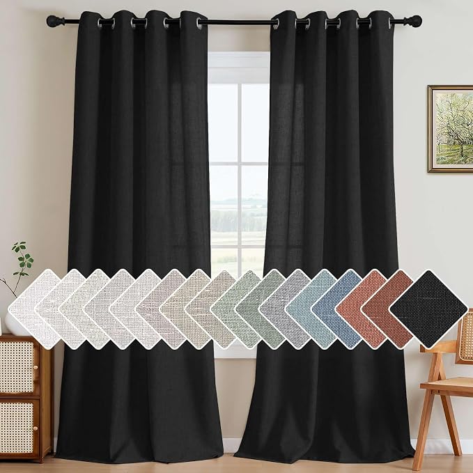 H.VERSAILTEX Living Room Linen Curtains Home Decorative Nickel Grommet Curtains by HVERSAILTEX