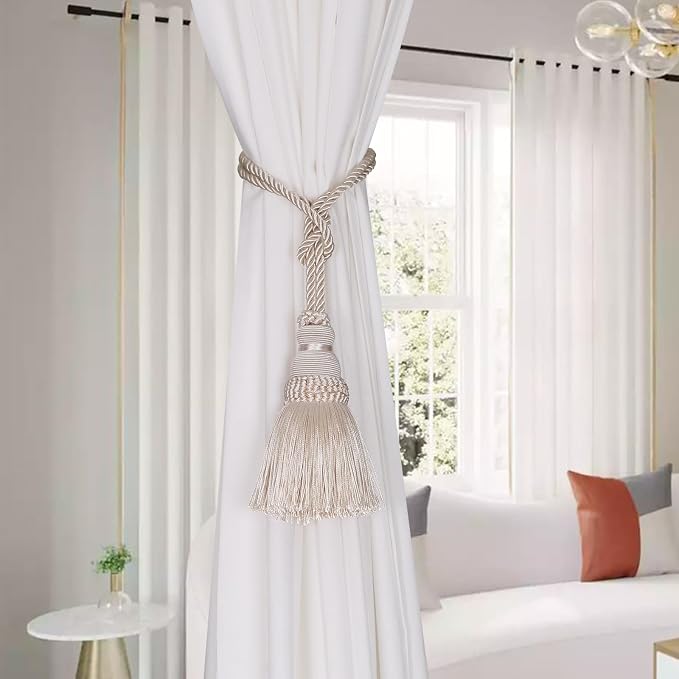 Fenghuangwu 4 Pack Curtain Tie Backs Rope Tassels - Image 3