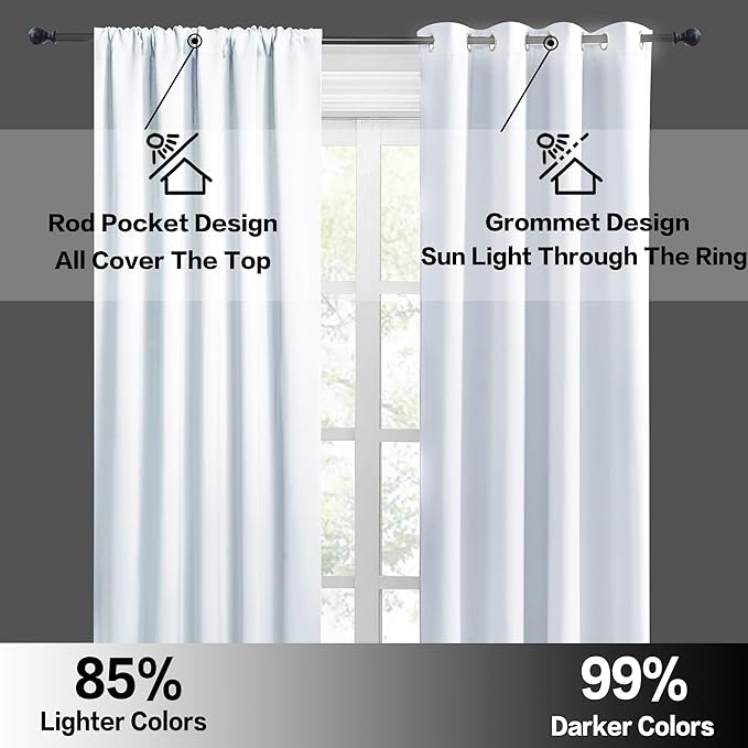 RYB HOME Extra Wide Curtains for Bedroom Living Room 63 inches Long, Thermal - Image 5