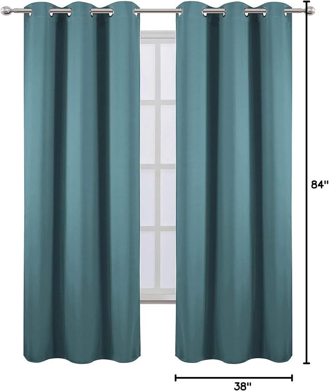 LEMOMO Sea Teal Thermal Blackout Curtains/38 x 84 Inch/Set of 2 Panels Room - Image 9