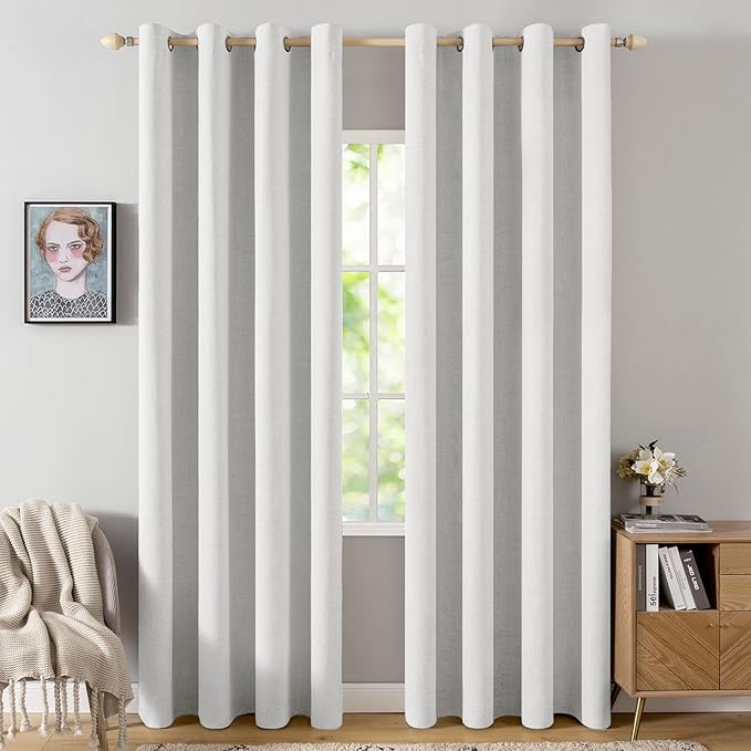 MIULEE Linen Textured Curtains Solid 100% Blackout by MIULEE