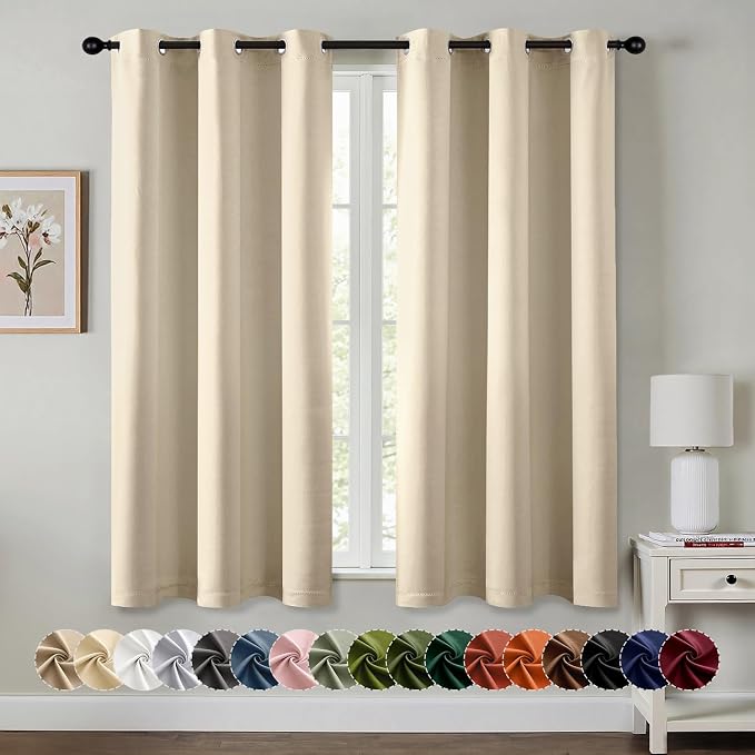 MIULEE Blackout Curtains for Bedroom 2 Panels 40 x 63 Inch Long Cream Beige | by MIULEE