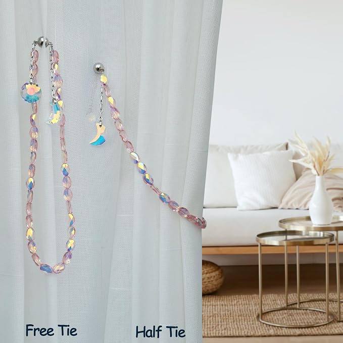 PEDOBO Magnetic Curtain Tiebacks, 2 Pack Crystal Beaded Sun & Moon Pendants - Image 5