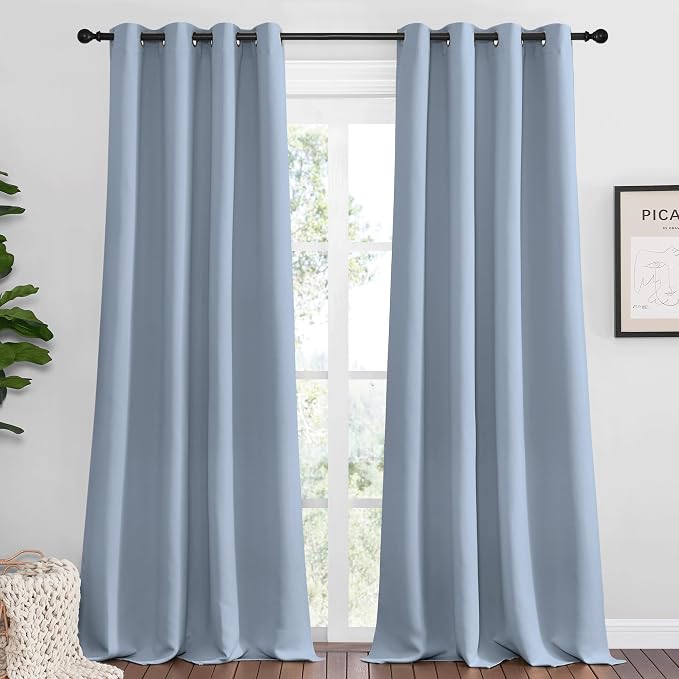 NICETOWN Vintage Blue Blackout Curtains 102 inches Length by NICETOWN