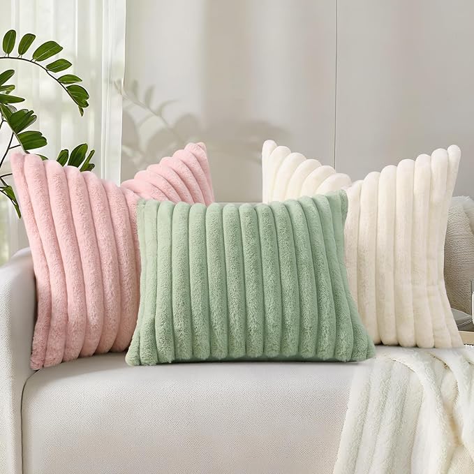decorUhome Summer Cozy Faux Fur Throw Pillow Covers 12x20 Set of 2 Decorative - Image 8