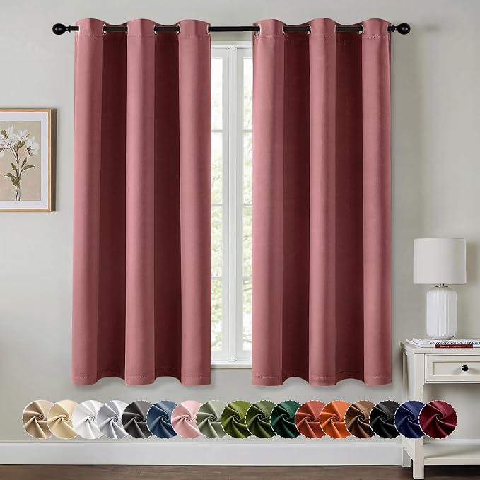MIULEE Blackout Curtains for Bedroom 2 Panels 40 x 54 Inch Long Dusty Rose | by MIULEE