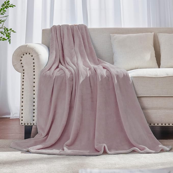 Dusty Rose Pink Throw Blanket Fleece Blanket 50"x60", Super Soft Cozy Plush by JIAHANNHA