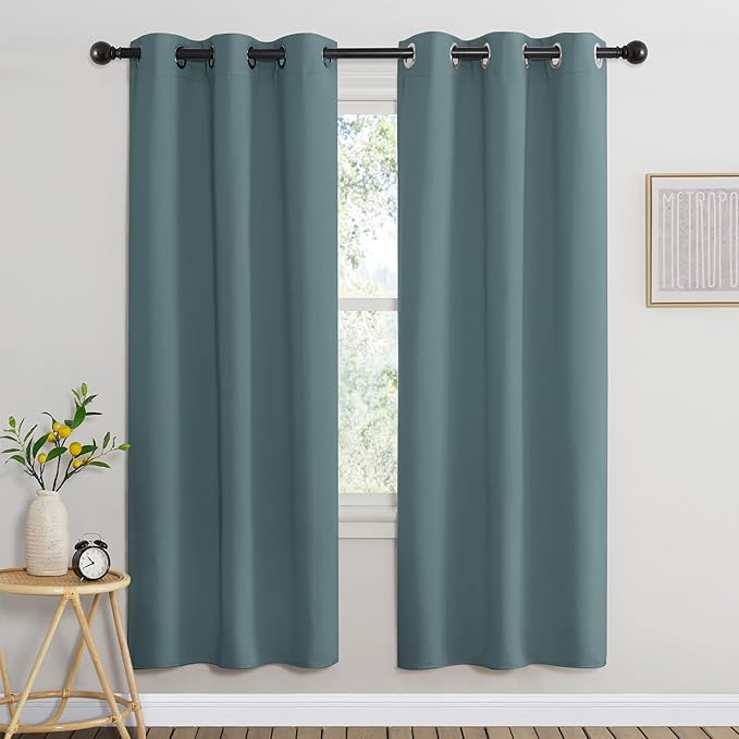 NICETOWN Greyish Blue Bedroom Curtains 72 inches Long, Grommet Blackout Thermal by NICETOWN