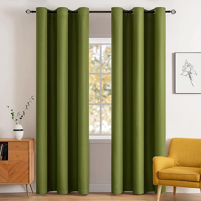 MIULEE 90" Long Blackout Curtains Room Darkening Thermal Insulated Drapes Solid by MIULEE