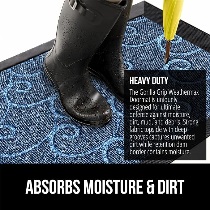 GORILLA GRIP 100% Waterproof All-Season WeatherMAX Doormat, US Designed Natural - Image 4