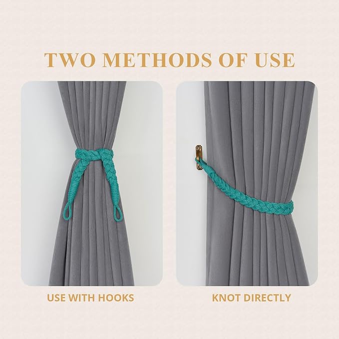 NICEEC 2 Pack Natural Cotton Rope Curtain Tiebacks Elegant Boho Style - Image 5