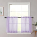 Kitchen Curtains 24 Inch Length Tier 2 Pieces, Lavender Sheer Curtain Solid by WelvetBLK