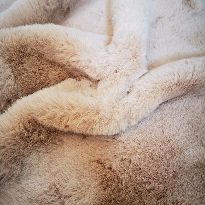 Ghouse Faux Rabbit Fur Round Rug 6ft Light Brown Beige Round Rugs - Image 7