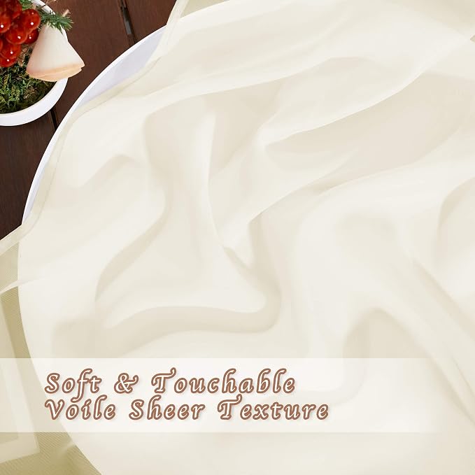 NICETOWN Sheer Curtain Panels 96 inch Cream Beige - Image 4