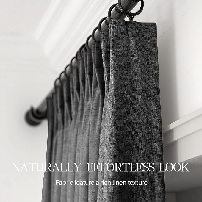 AUSSPVOCT Pinch Pleated 95 Inch Linen Curtains 100% Blackout - Image 6