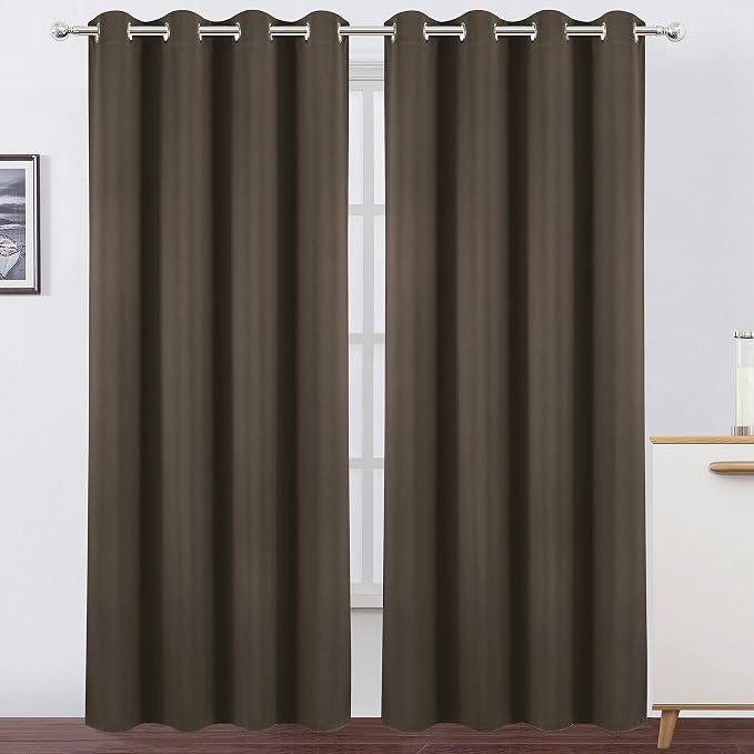 LEMOMO Blackout Curtains 66 x 95 inch/Chocolate Brown Curtains Set of 2 by Lemomo