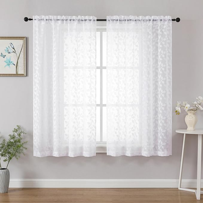 Chyhomenyc White Sheer Curtains 54 Inch Length by Chyhomenyc