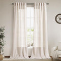 Beige Flax Linen Curtains 90 Inches Long by Nanspring