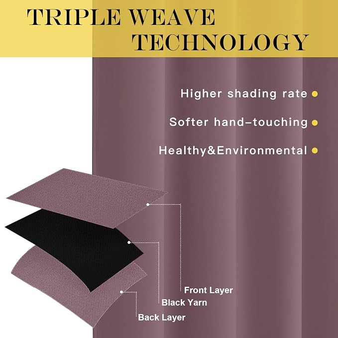 NICETOWN Dry Rose Blackout Curtains - Image 3