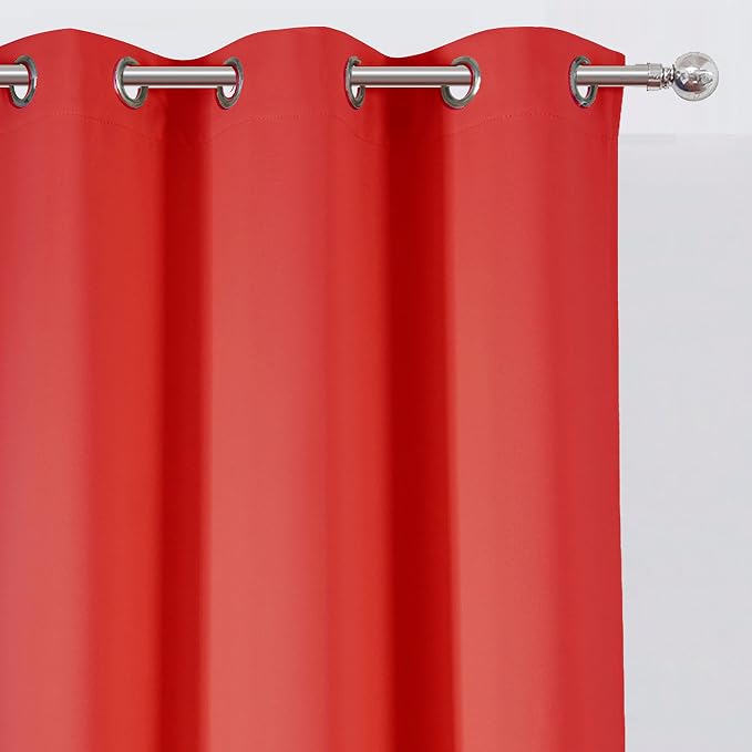 LEMOMO Blackout Curtains 38 x 84 inch/Bright Red Curtains Set of 2 - Image 6